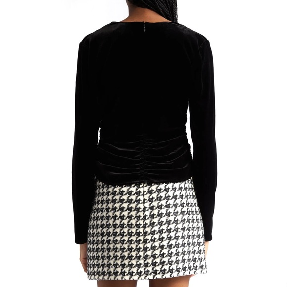 NEW VERONICA BEARD BLACK RUCHED VELVET TOP - Picture 7 of 11